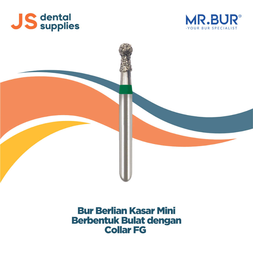 Bur Berlian Kasar Mini Bulat dengan Collar FG – Alat Gigi & Ortodontik – Isi 2 Pcs