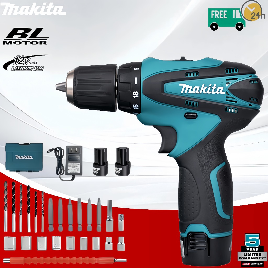Makita DF330D 12V Bor Tanpa Kabel Cordless Drill Driver Alat Tukang Rumah DIY
