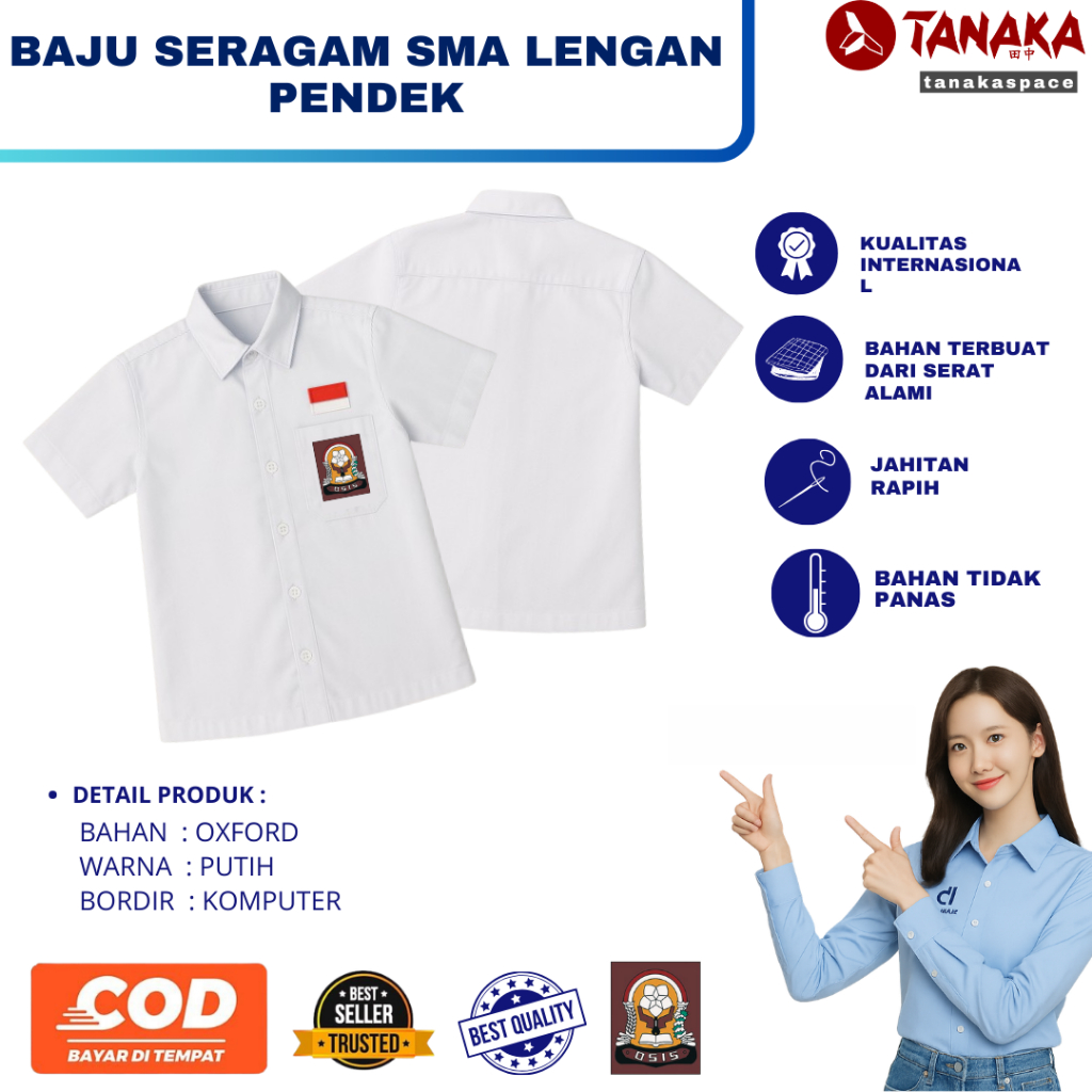 BAJU SERAGAM SMA LENGAN PENDEK MURAH | BAJU SERAGAM SMA LAKI - LAKI BAHAN PREMIUM