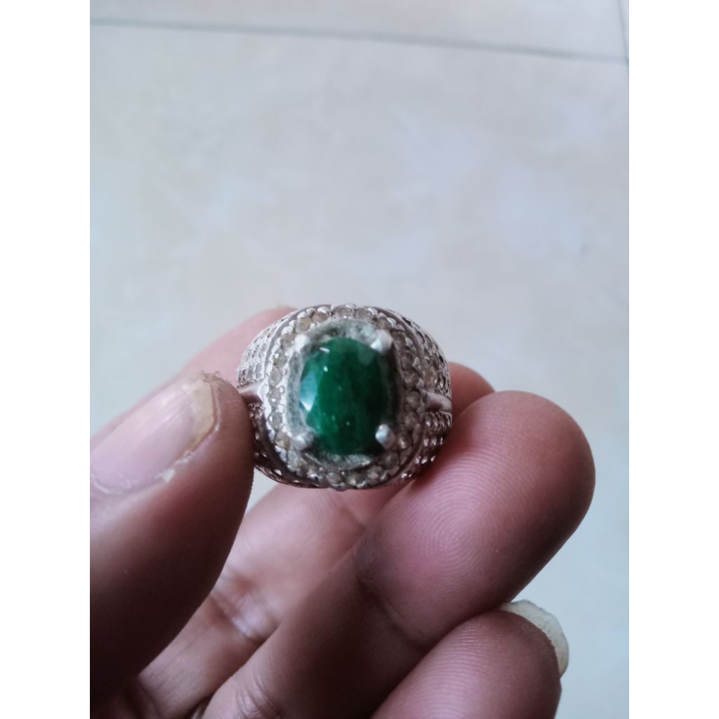 cincin zamrud ring perak