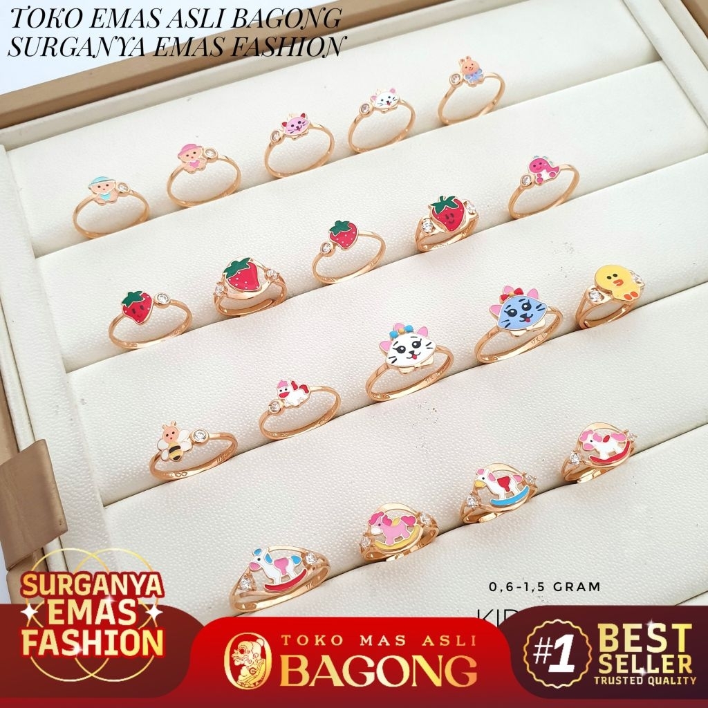 CINCIN FASHION ANAK KIDS RING KARAKTER 17K/750 - ASLI BAGONG GOLD BAGONG EMAS