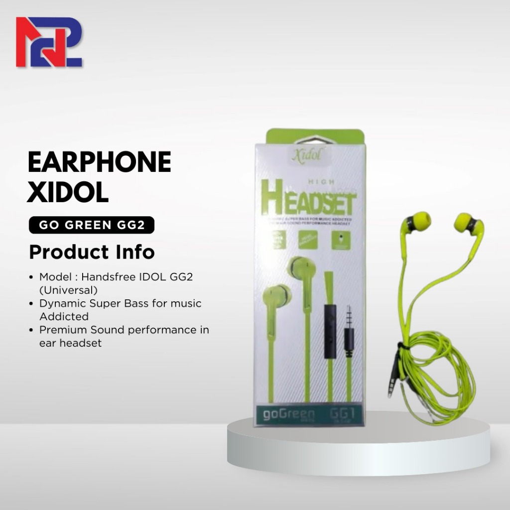 Earphone Xidol Go Green GG2 Headset Dynamic Super Bass