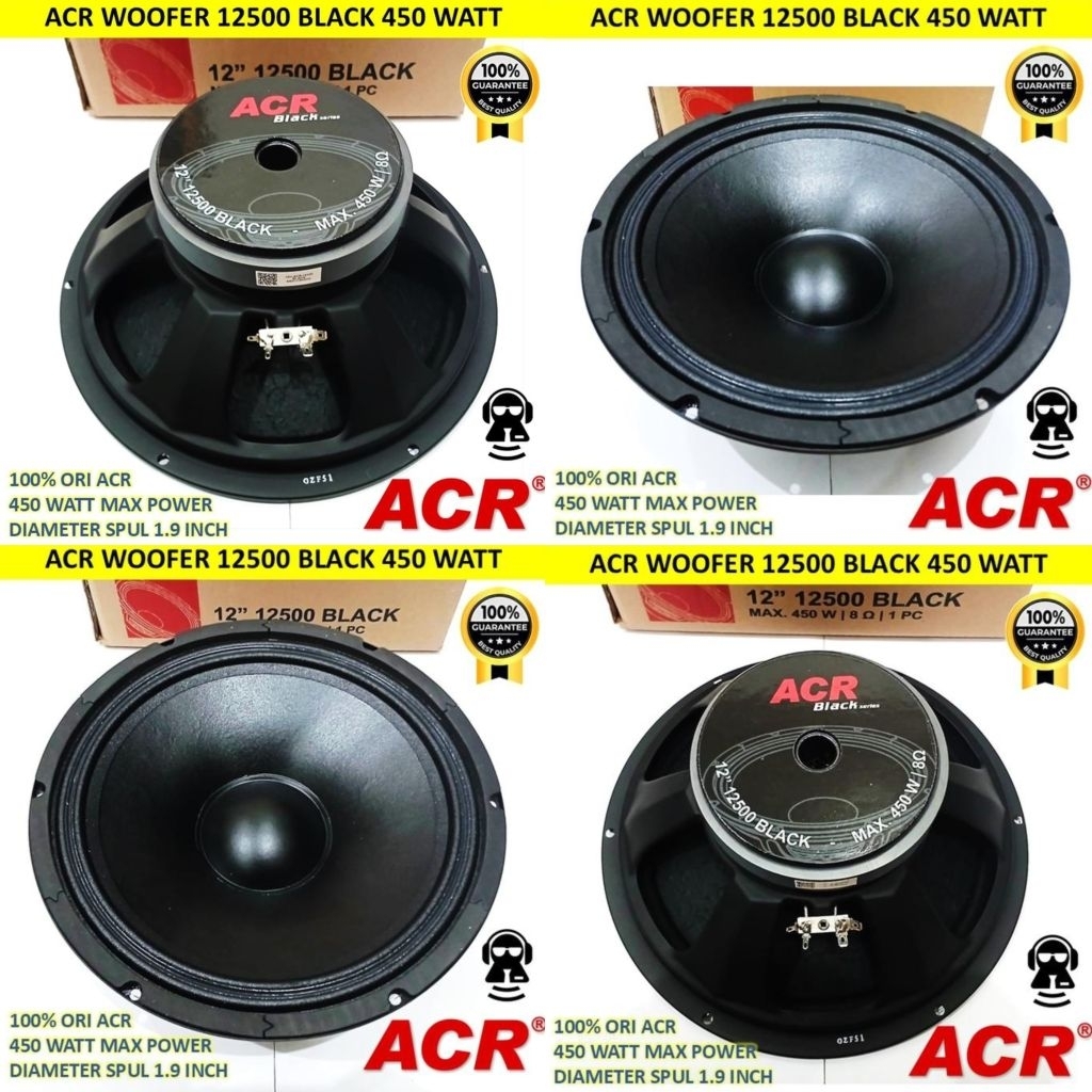 ACR 12500 BLACK speaker komponen 12 inch 450 Watt 8 ohm spiker driver 12in speker ACR 12" original p