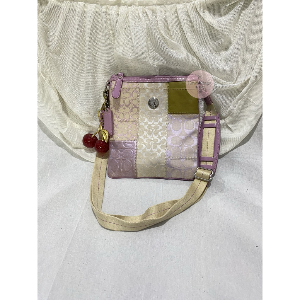 Coach Signature Stripe Patchwork Slingbag