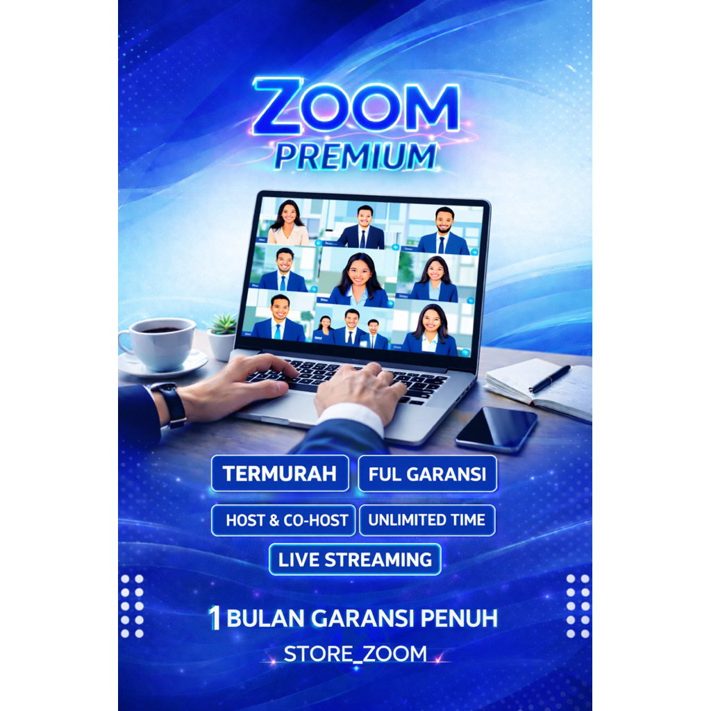 Zoom Pro 1 Minggu | Akun Zoom Premium 7 Hari Unlimited Meeting