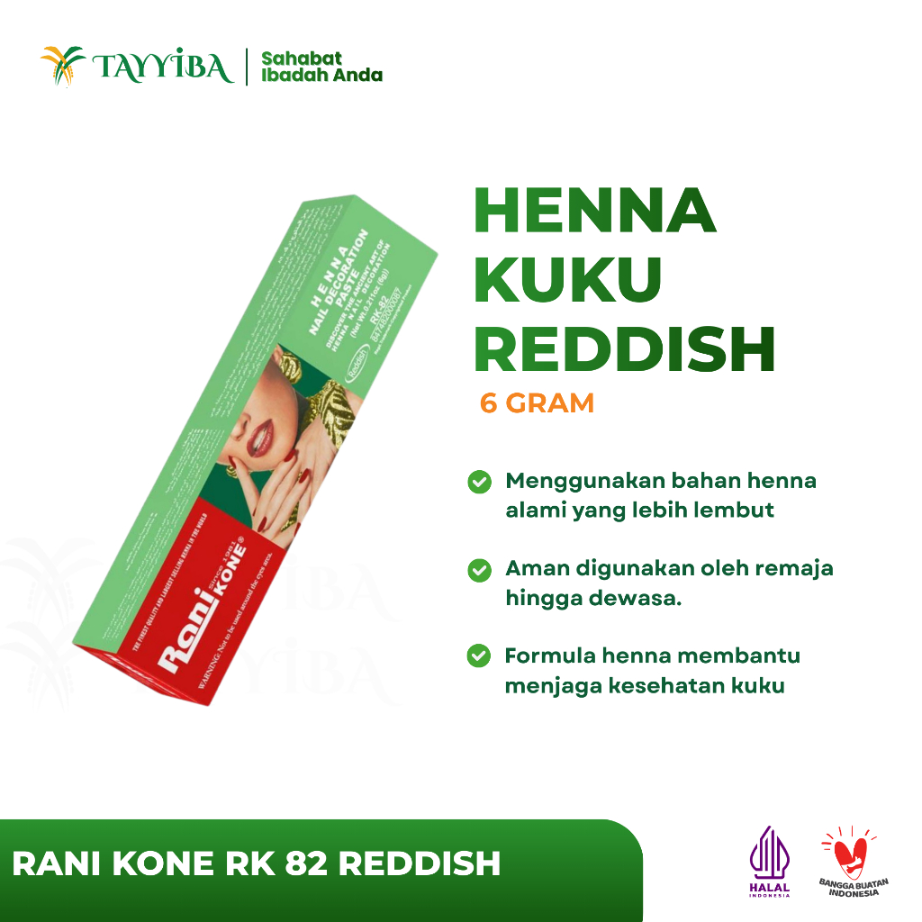 Henna Kutek Halal Untuk Sholat Rani Kone Nail Art Reddish kemerahan merah hijau