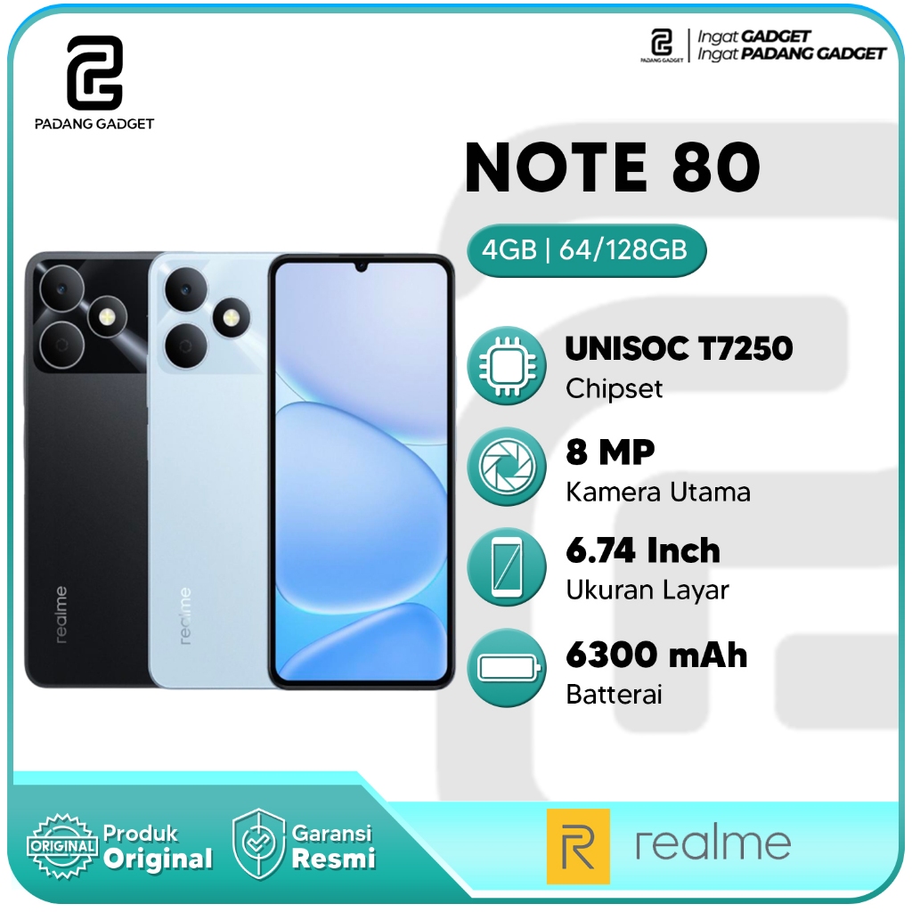 realme Note 80 4/128GB (4GB+8GB Extended RAM) 6300mAh Hp Android Smartphone Baru Garansi Resmi