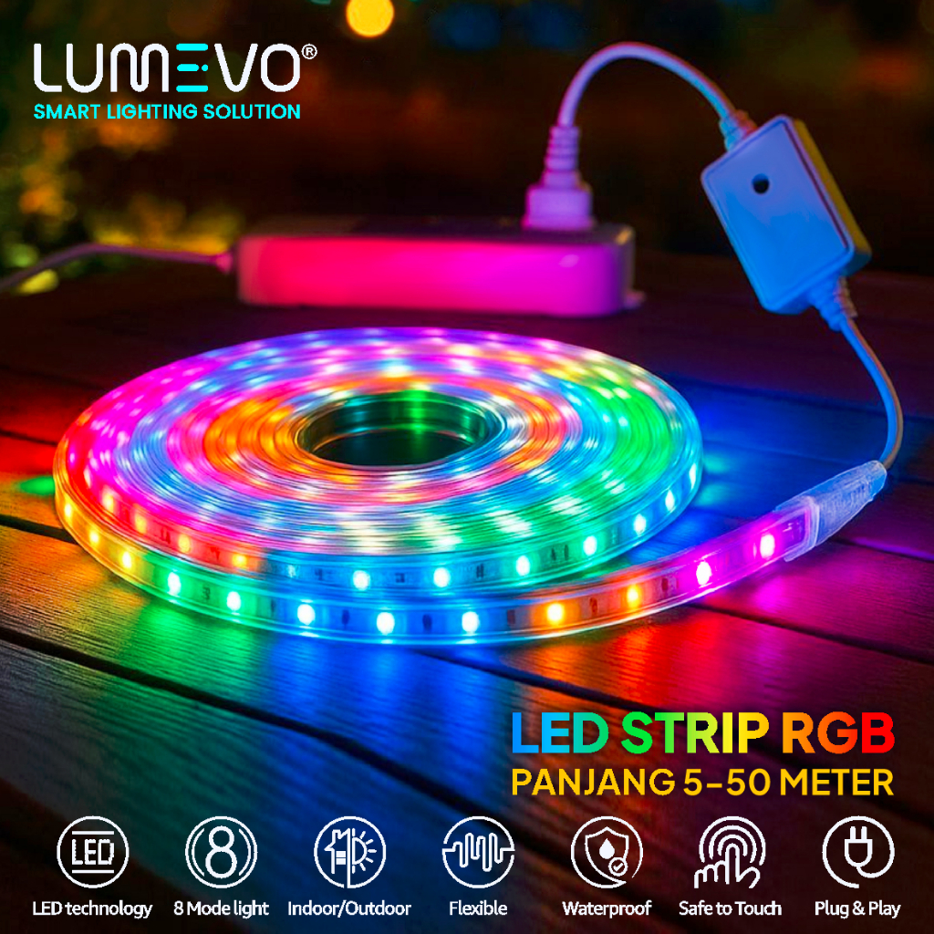 Lampu LED Strip RGB - 10 Meter - Lampu Selang RGB warna warni waterproof Lampu hias dekorasi gapura 
