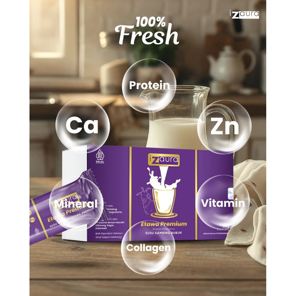 Susu Kambing Etawa Izaura Premium Bubuk – Susu Etawa Tinggi Protein, Kalsium, Kolagen & Zinc – Susu 
