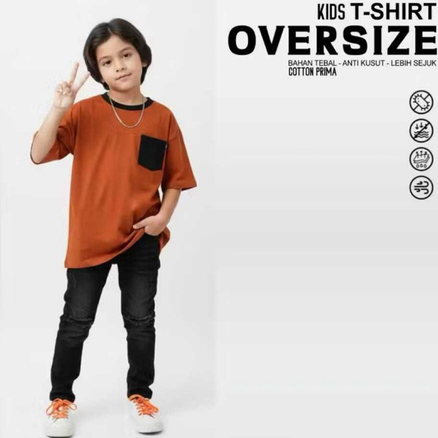 Kaos Anak Oversize Saku Pocket Warna 24's