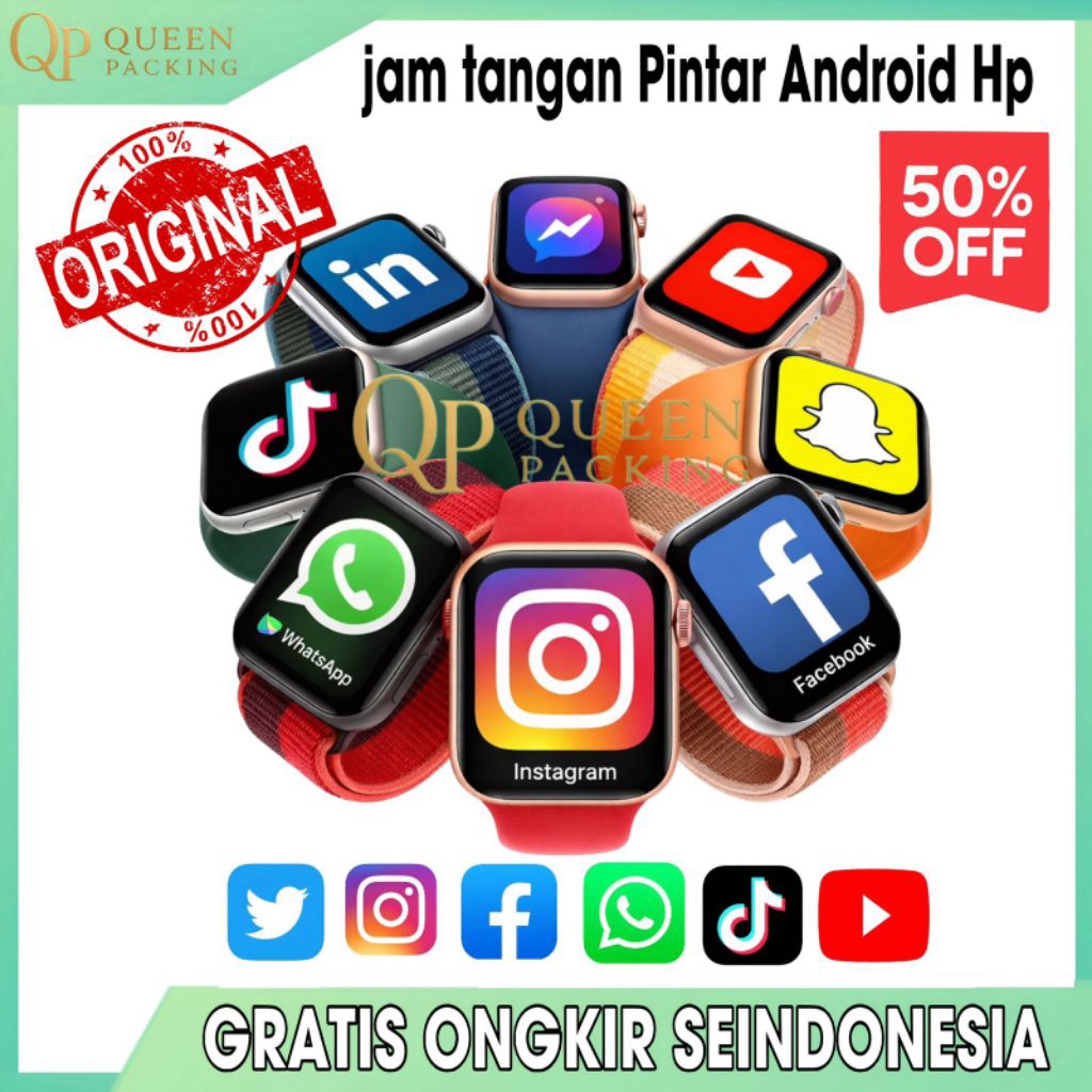 TERLARISS Jam Tangan Pintar Android HP Layar Sentuh Bisa Watshapp Telepon SMS Smartwatch Pria Wanita