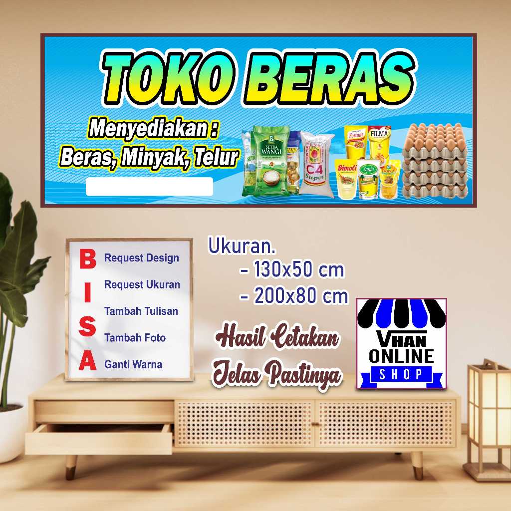 SPANDUK BANNER TOKO BERAS BISA UBAH