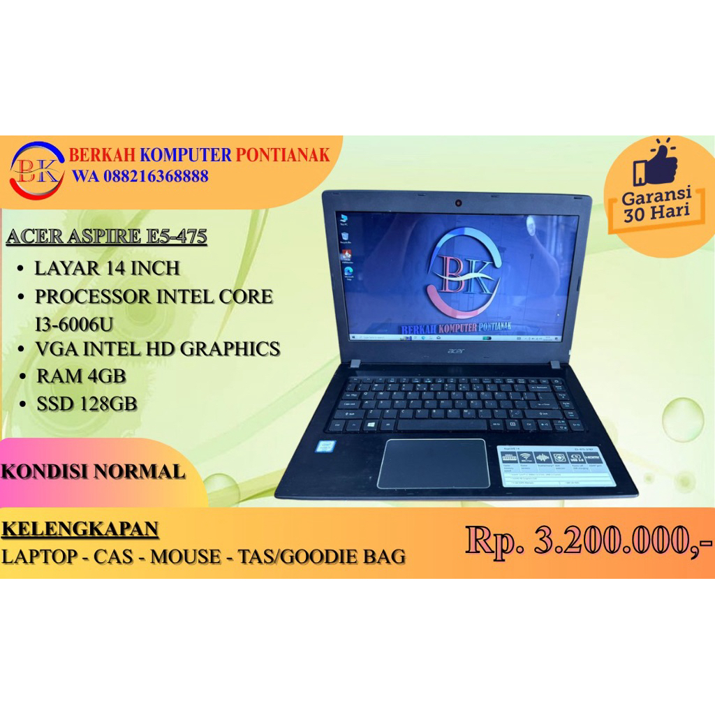 ACER ASPIRE E5-475 CORE I3 GEN 6