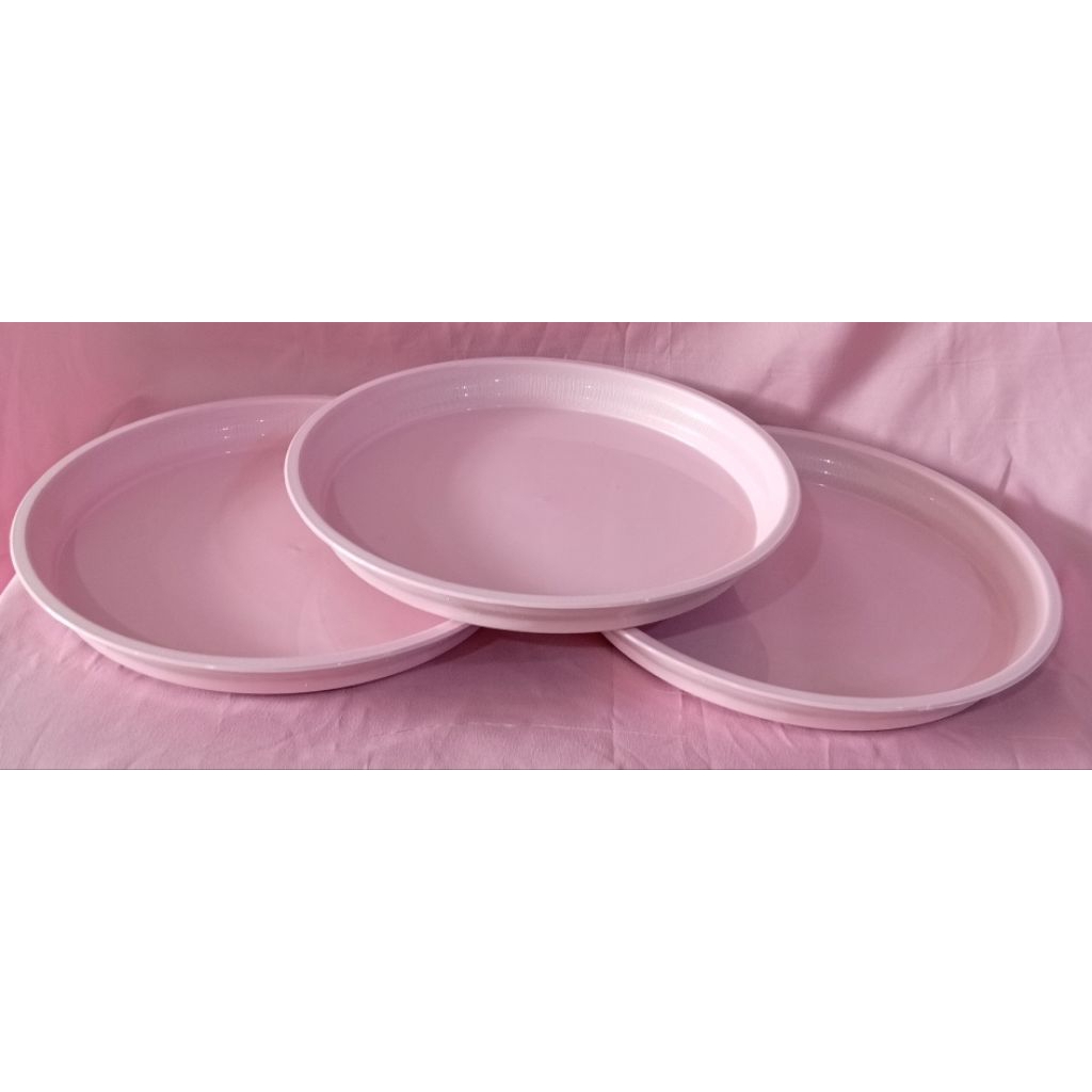3 PCS NAMPAN PLASTIK BULAT PINK POLOS MURAH MERIAH