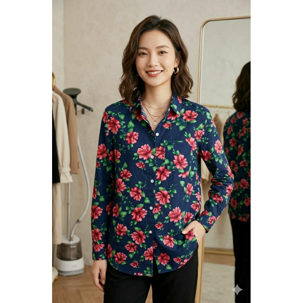 Kemeja Blouse Motif cewek dewasa Nevada Matahari