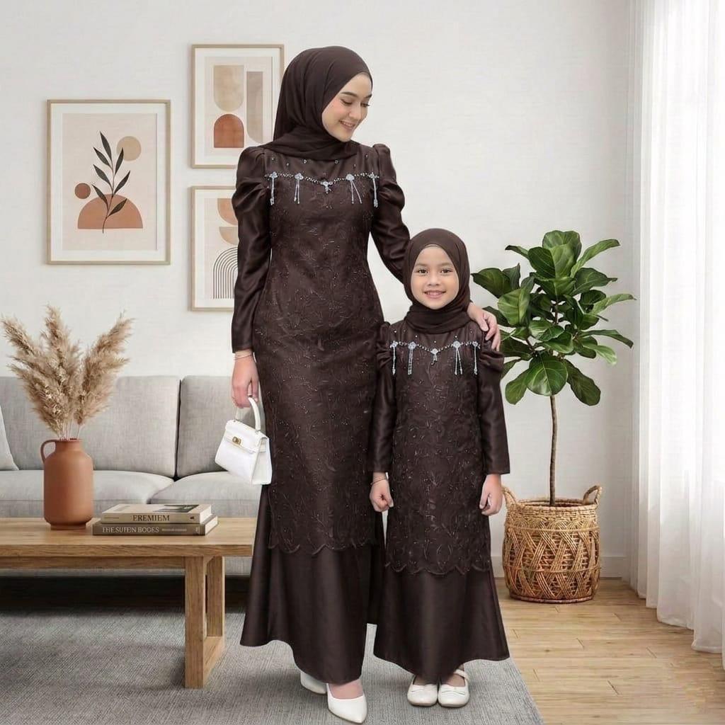 COUPLE NADIRA ( Dewasa & Anak ) GAMIS LEBARAN GAMIS PESTA KONDANGAN GAMIS MURAH GAMIS TERLARIS GAMIS
