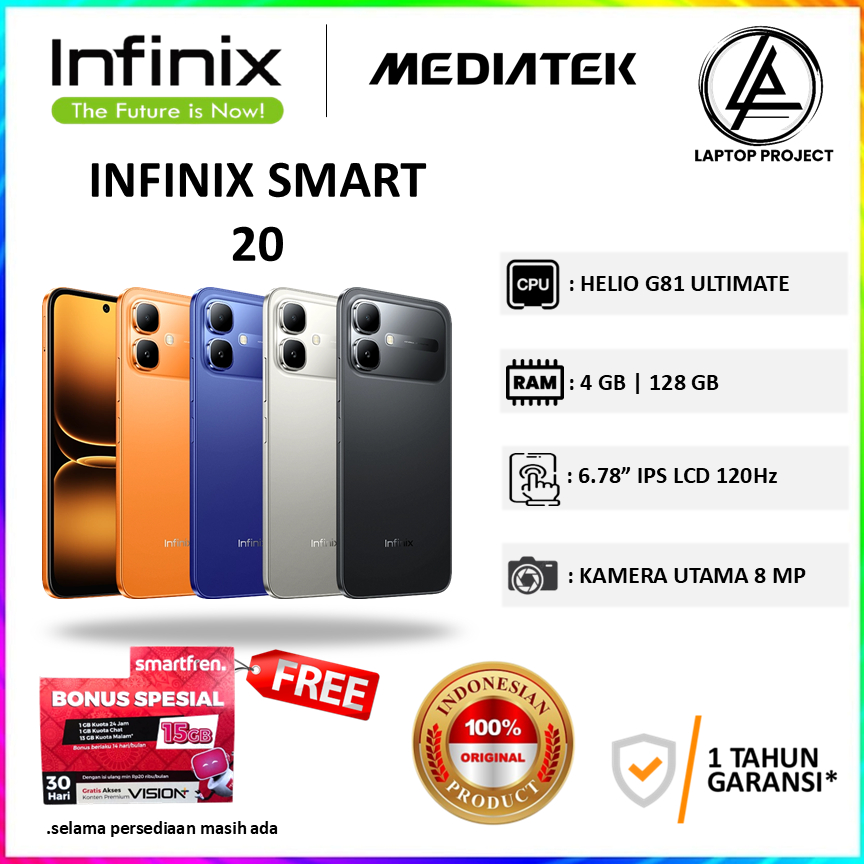 INFINIX SMART 20 4GB 128GB 4/64 Helio G81 Ultimate Garansi Resmi - 4/64 4/128gb