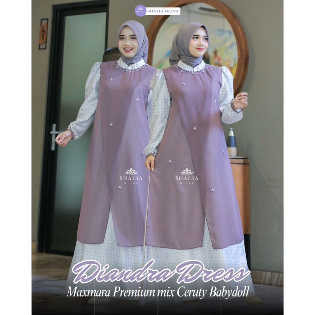 EXCLUSIVE DIANDRA DRESS (TANPA HIJAB) | Gamis Premium BUSUI Muslim Kondangan | Dress Lebaran Wanita 