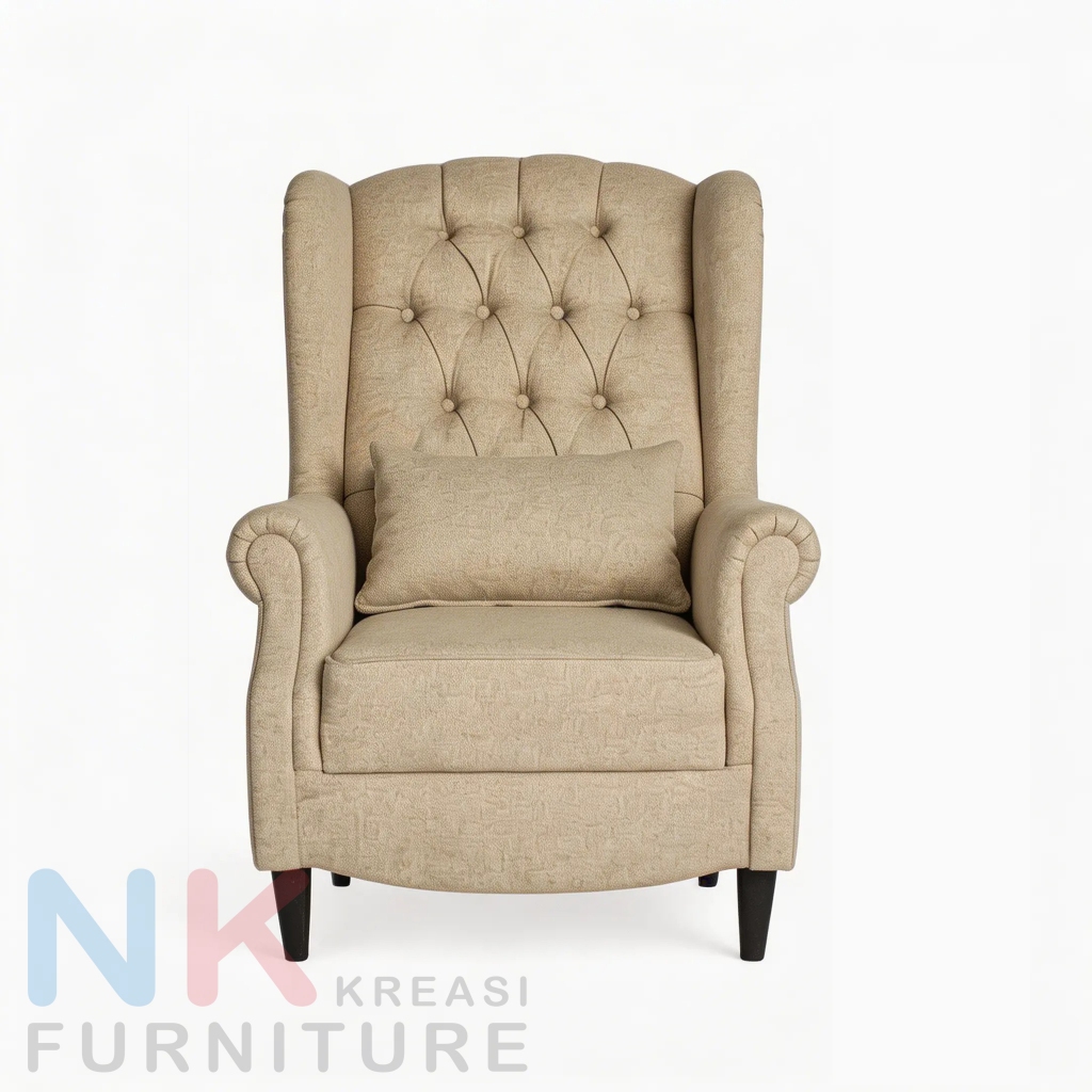 Sofa Wing Chair Classic 1 Dudukan, Sofa Kursi WingChair Single Seater Minimalis