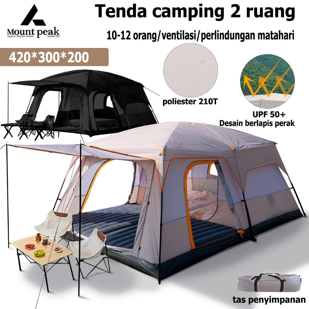 Tenda Camping Outdoor 2 Ruangan Luxury Besar  Keluarga tenda Tenda Glamping Waterproof