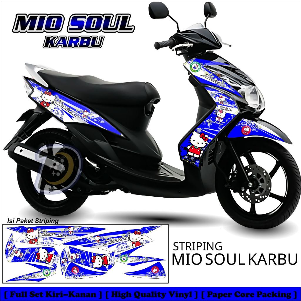 Striping Mio Soul Karbu Stiker Motor Mio Soul Karbu Striping Lis Yamaha Mio Soul Karbu Hello Kity