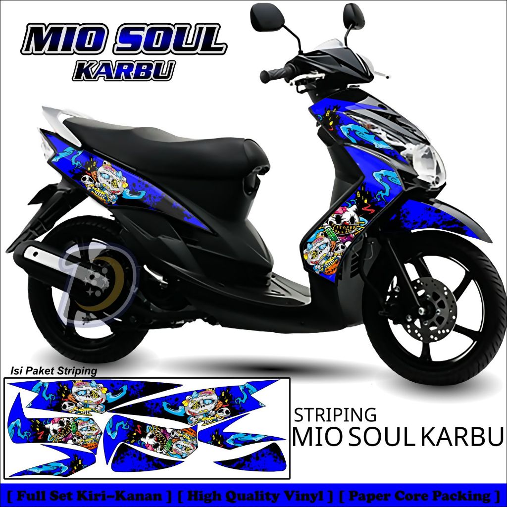 Striping Mio Soul Karbu Stiker Motor Mio Soul Karbu Striping Lis Yamaha Mio Soul Hello Kity Zombie