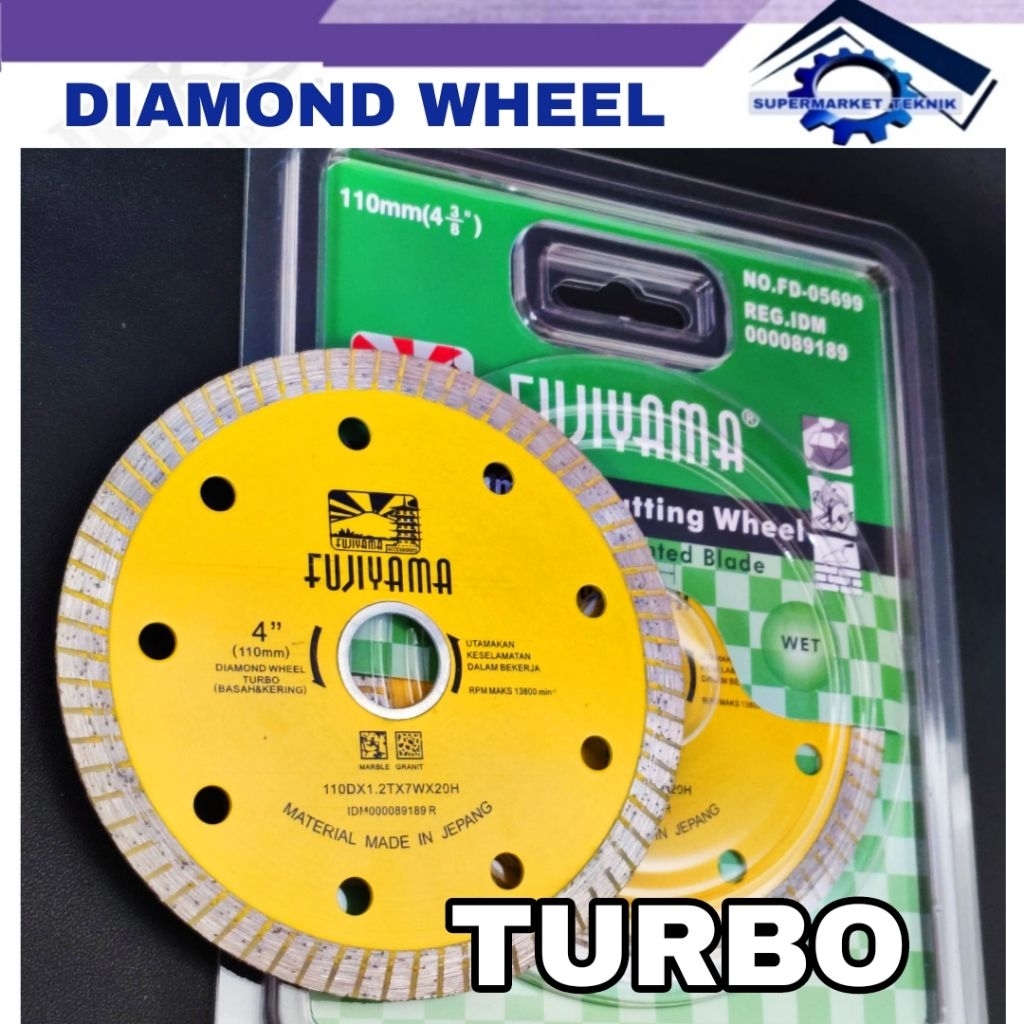 Diamond Wheel Fujiyama Turbo 4" Inch Original  / Mata Potong Granit / DW FUJIYAMA TURBO