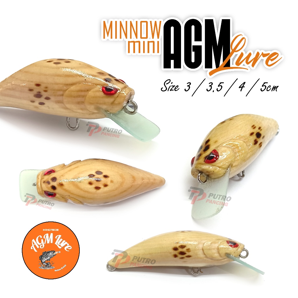 Lure  AGM MINI MINNOW Kayu Floating Handmade Wood Jati Belanda