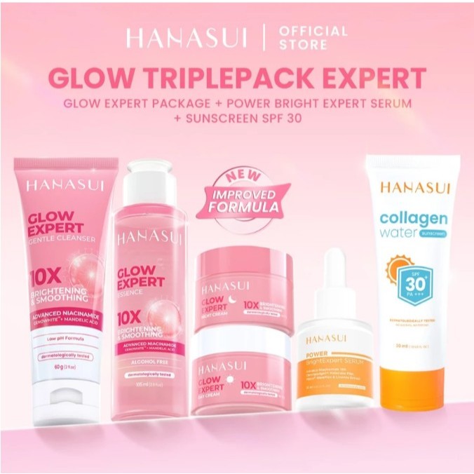 [Paket Isi 6 Pcs] Hanasui Glow Expert Skincare Series - Paket Skincare Hemat Mencerahkan Glowing