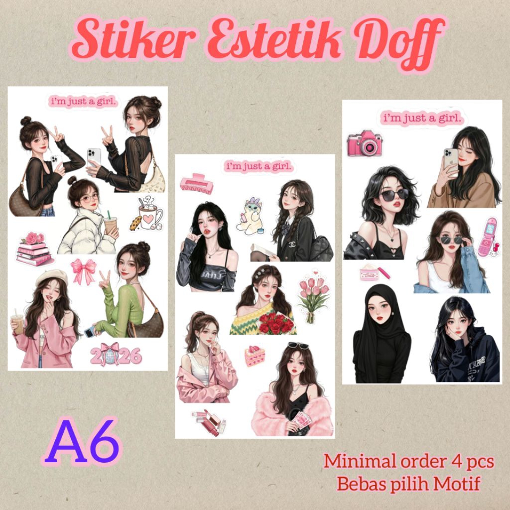 Stiker Jurnal A6 Lucu Ditempel dibuku Harian Jurnal Belum Di Potong Stiker Doff Estetik