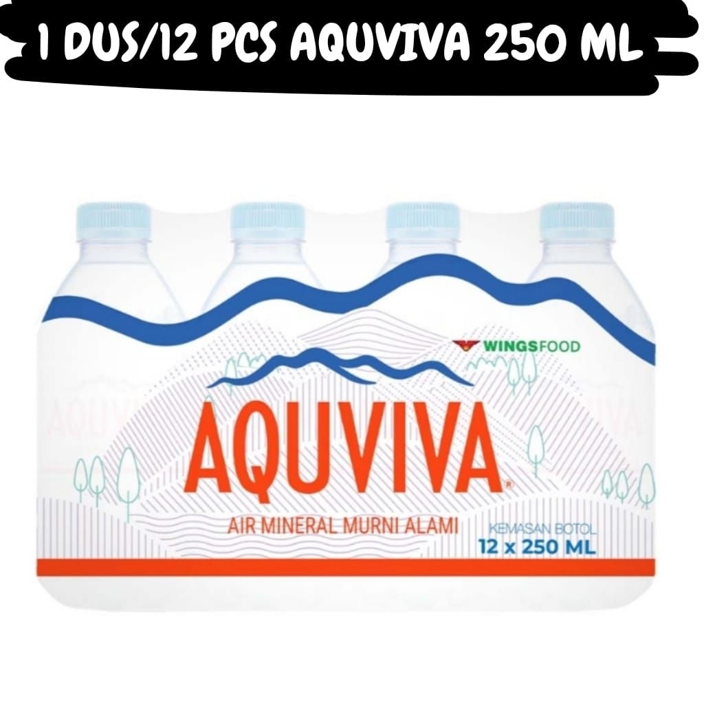 1 DUS/12 PCS AQUVIVA AIR MINERAL KEMASAN BOTOL PLASTIK 250 ML BY WINGS FOOD TStore