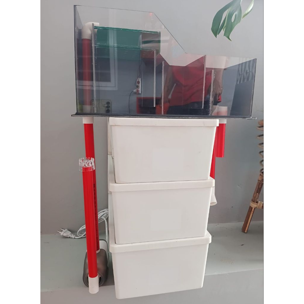 top filter pvc wet dry 40cm fulset sama pompa,filter talang,filter aquarium