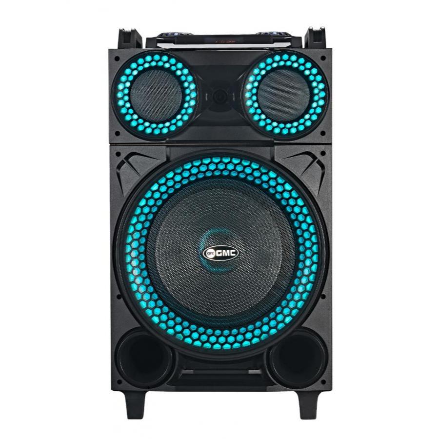GMC 899R Speaker Portable Bluetooth 12 Inch 250W Super Bass Karaoke 2 Wireless Mic Garansi Resmi (G)
