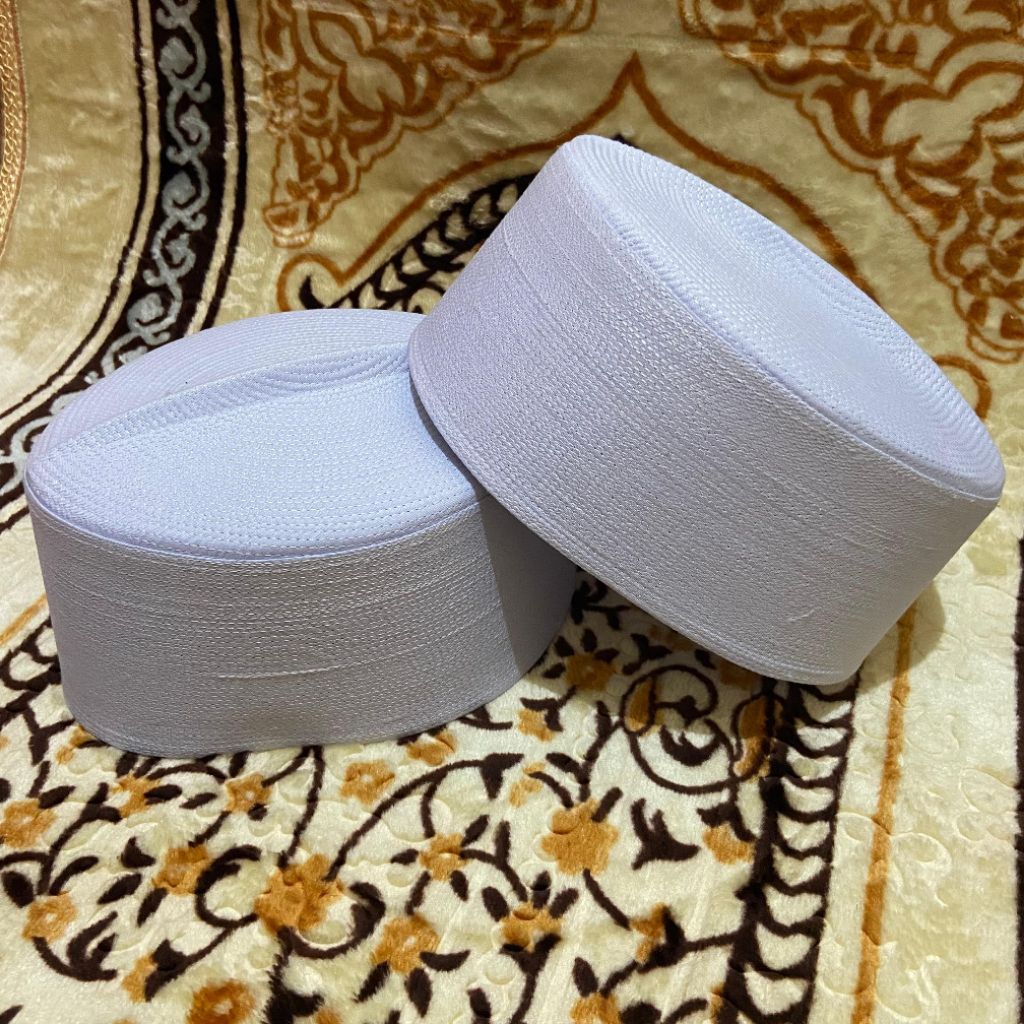 Peci Putih Kalbut TINGGI 8 CM Songkok Polos Putih, Kopiah Batok Putih