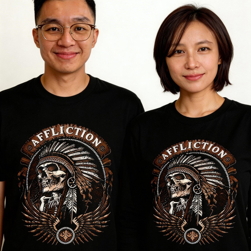 NEW READY STOCK || Kaos Affliction Tshirt Bahan Katun Kombed 30s || Size S M L XL XXL 3XL 4XL || Tan
