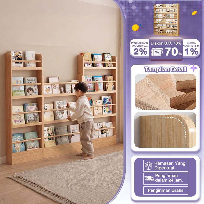 Rak Buku Tempel Dinding Kayu Minimalis Rak Buku Sudut Untuk Anak Serbaguna Dekorasi Kamar Hemat Ruan