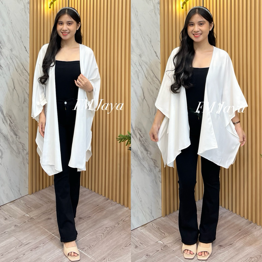 LONG OUTER POLOS WANITA 9809 - 9810 || OUTER PUTIH WANITA FASHION || ROMPI WANITA ||