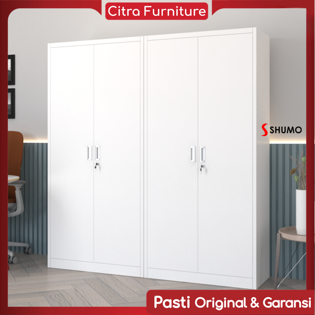 Citra Furniture SHUMO Lemari Arsip Besi 4 Pintu Swing Besi White Miami Series