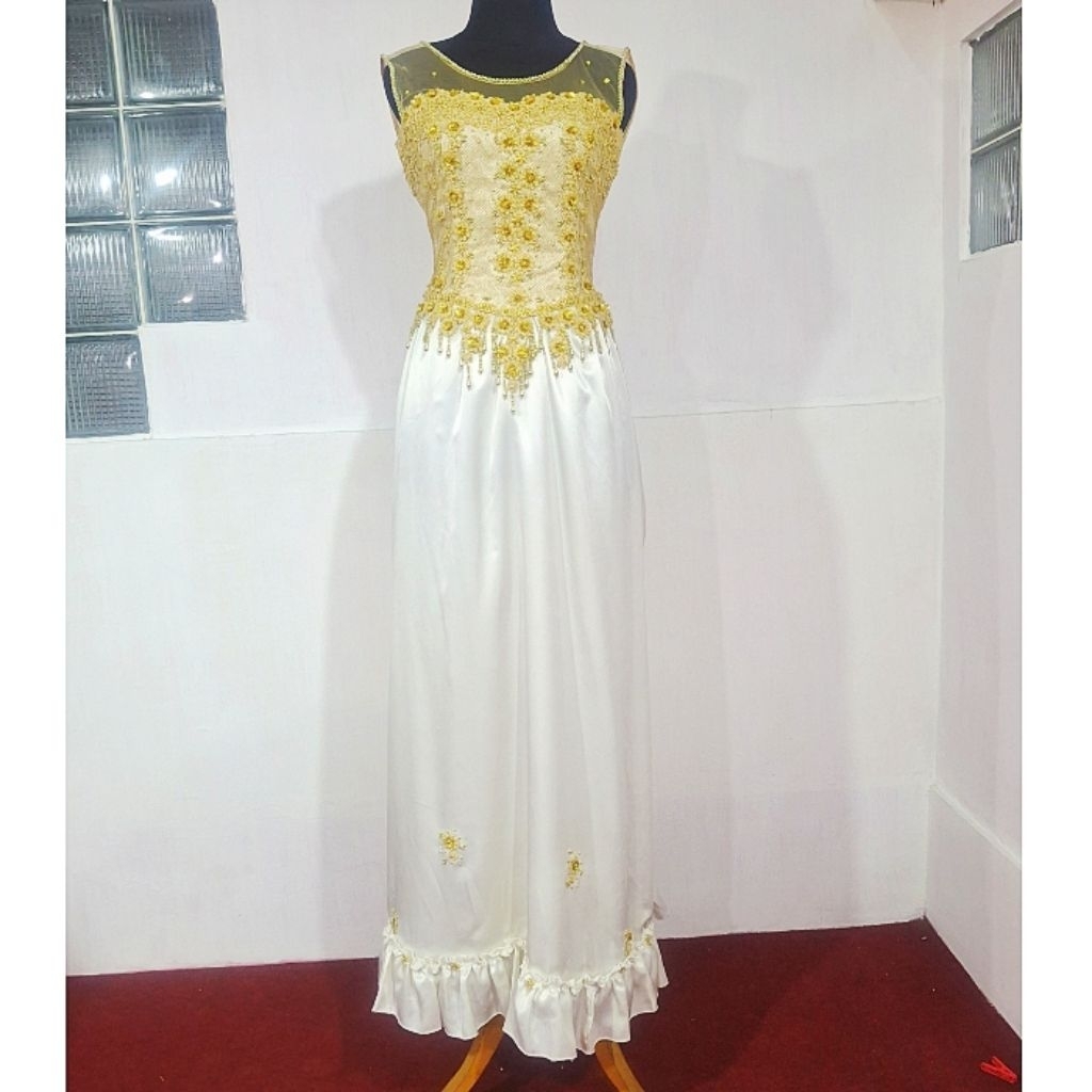 Gaun Pesta / Party Dress Brokat Emas (Preloved/Bekas)
