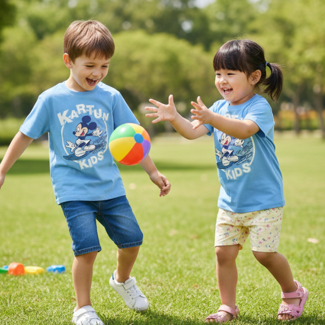 Kaos OVERSIZE Anak gambar Mickey warna Biru Laki-Laki perempuan Usia 3-12 Tahun Terbaru murah