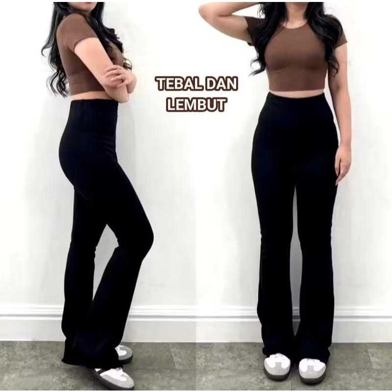 Flare Pants Cutbray Scuba Highwaist - Celana Panjang Wanita Cutbray -  Kulot Scuba Premium