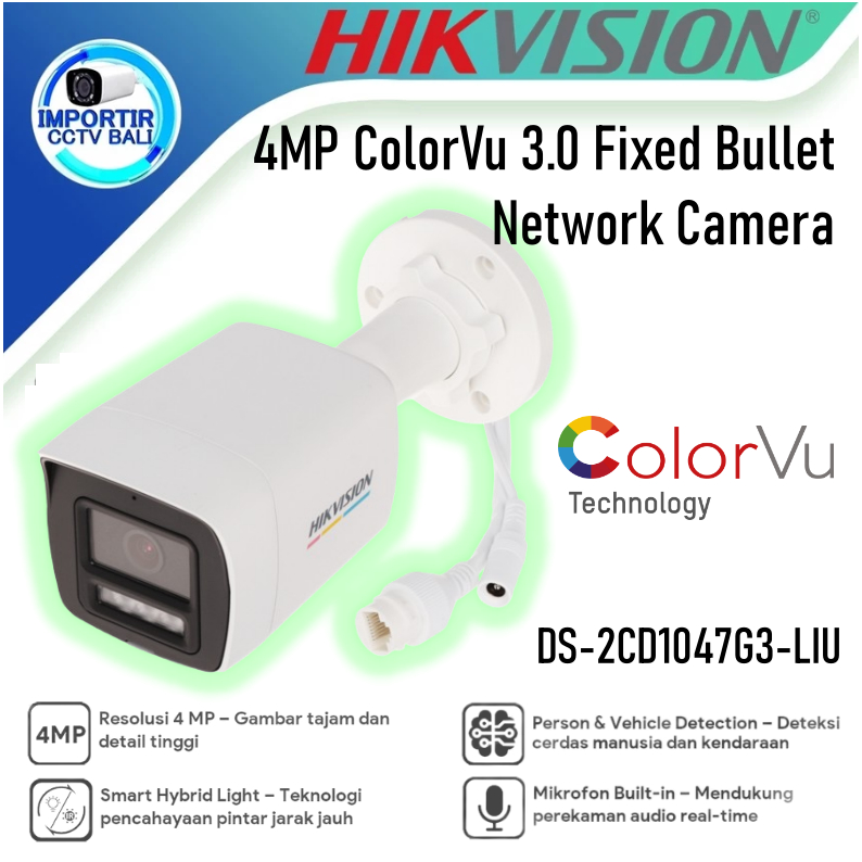 HIKVISION DS-2CD1047G3-LIU IpCam 4mp FullColor & Buil-in Mic