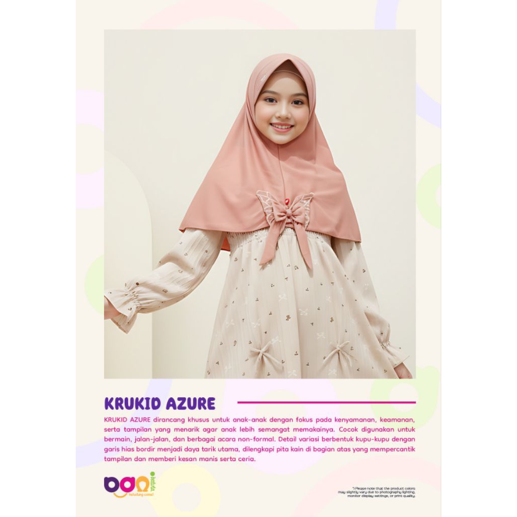 Rabbani - Krukid Azure / kerudung kids / Hijab anak Rabbani Ori