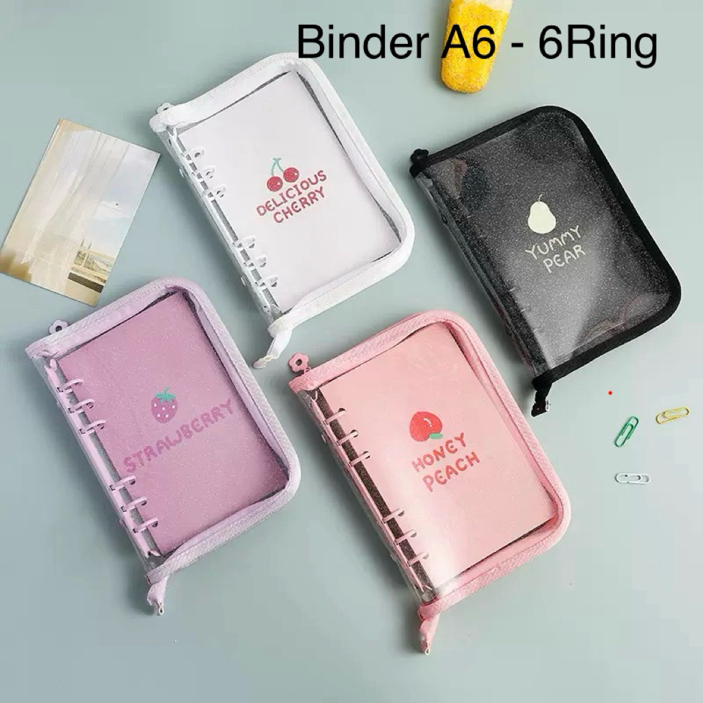 A6 Binder 6 Ring PVC Jelly Resleting Warna Warni