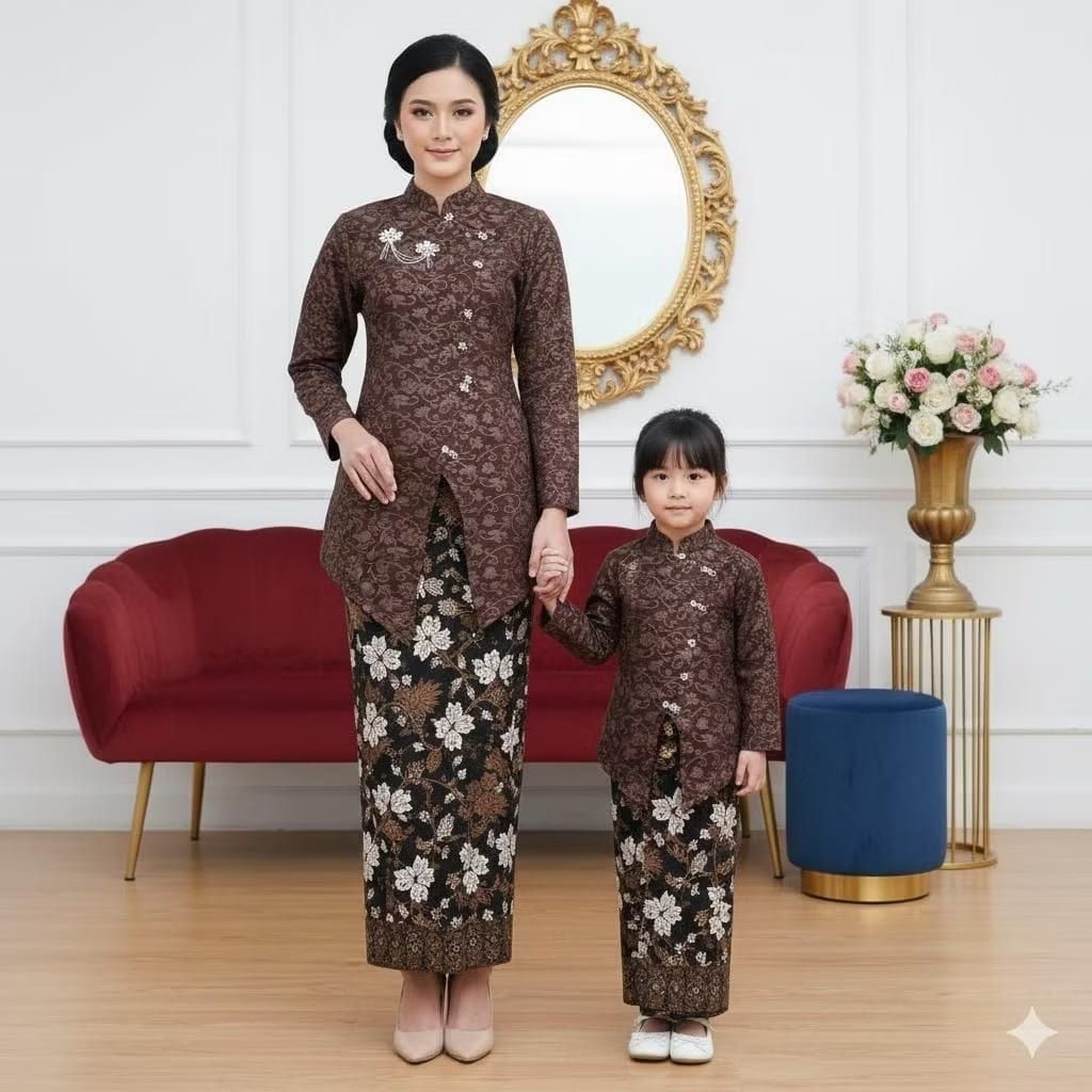 Stelan kebaya Janggan Fukuro couple ibu dan anak perempuan / Kebaya couple ibu dan anak