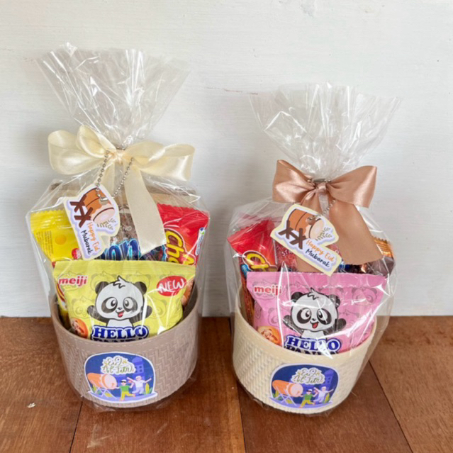 parcel lebaran keranjang serbaguna Bingkisan Snack PINK Hampers Gift Snack Murah, Paket Hadiah Acara