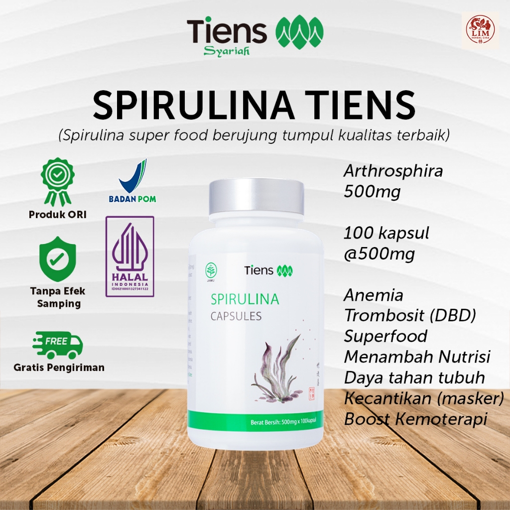 Spirulina TIENS isi 100 kapsul Menambah Asupan Nutrisi Meningkatkan Daya Tahan Tubuh Anemia Trombosi