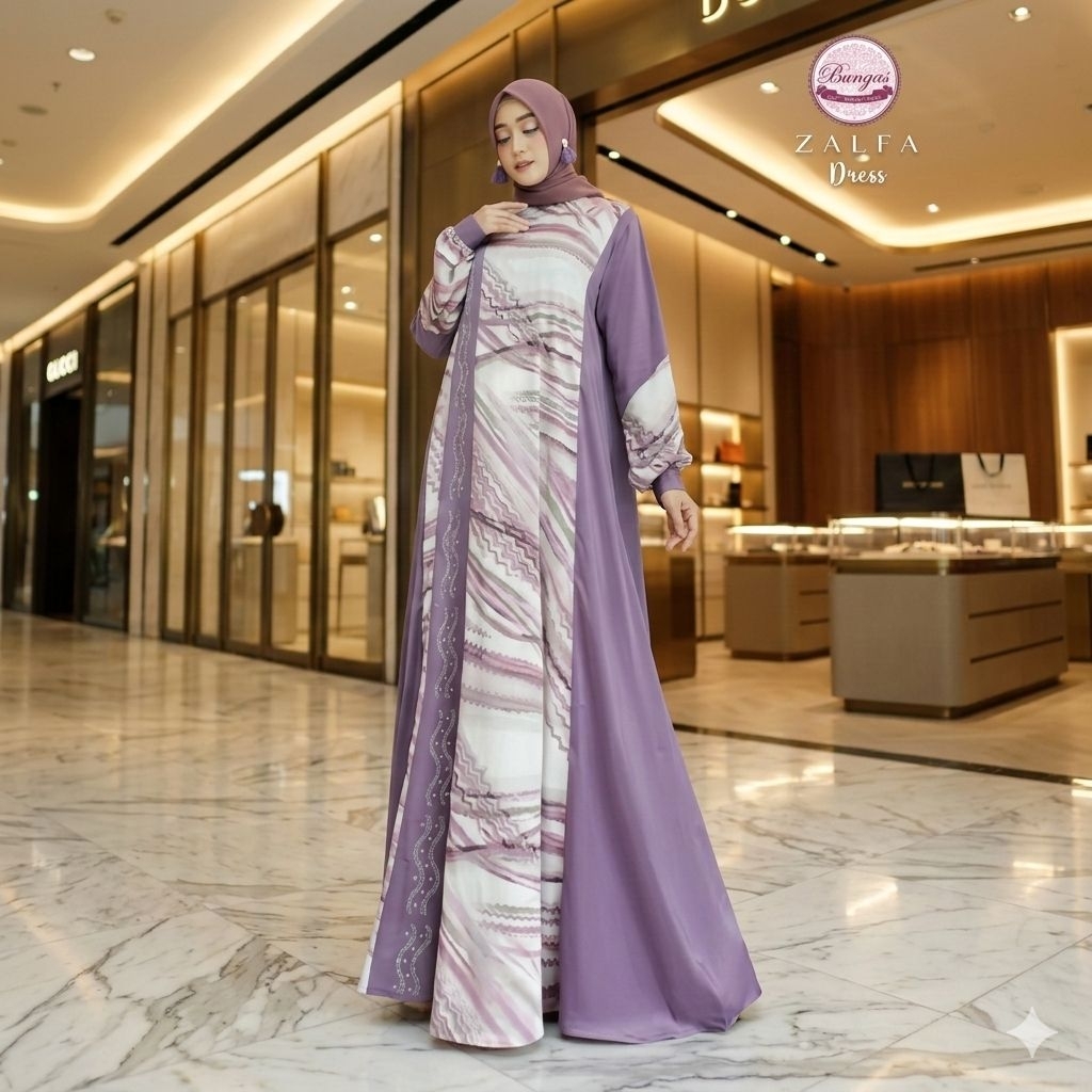 gamis maxmara armani printing zalfa by bungas