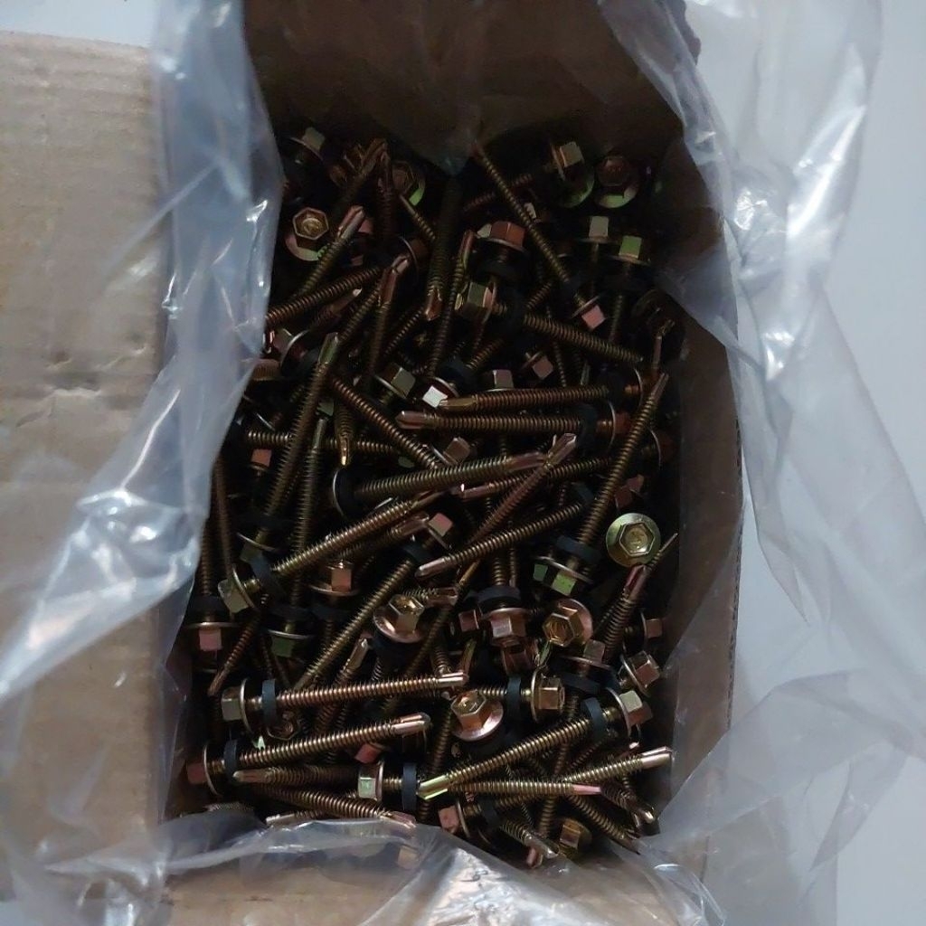 Baut Roofing 12x50 (Roofing 5cm) Untuk Pemasangan Atap uPVC, Asbes, Spandeck, Genteng uPVC