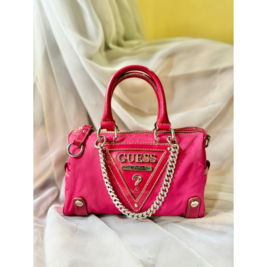 Guess Pink Big Logo Nylon Bag
